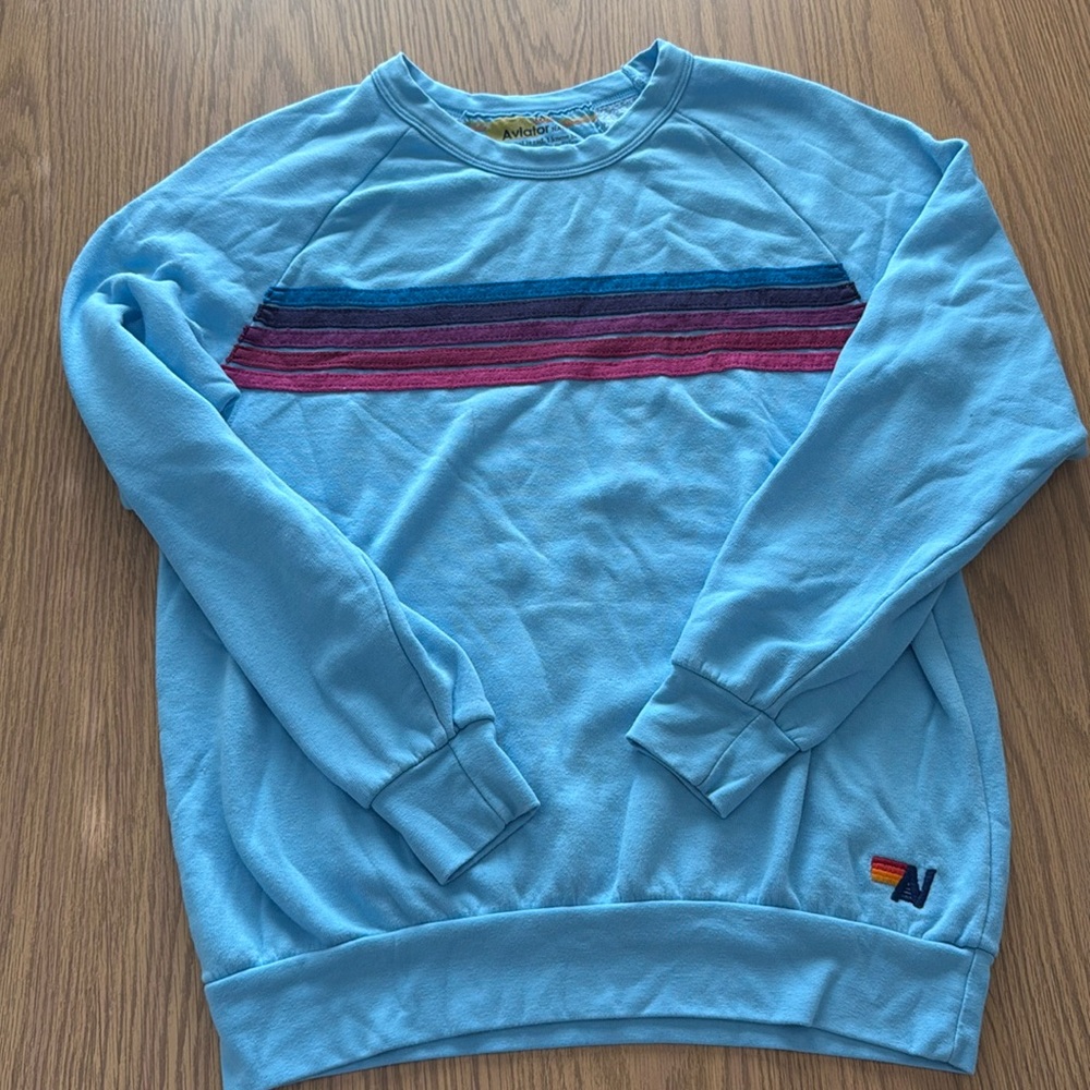 Aviator National unisex 5 stripe sweatshirt. Size M.